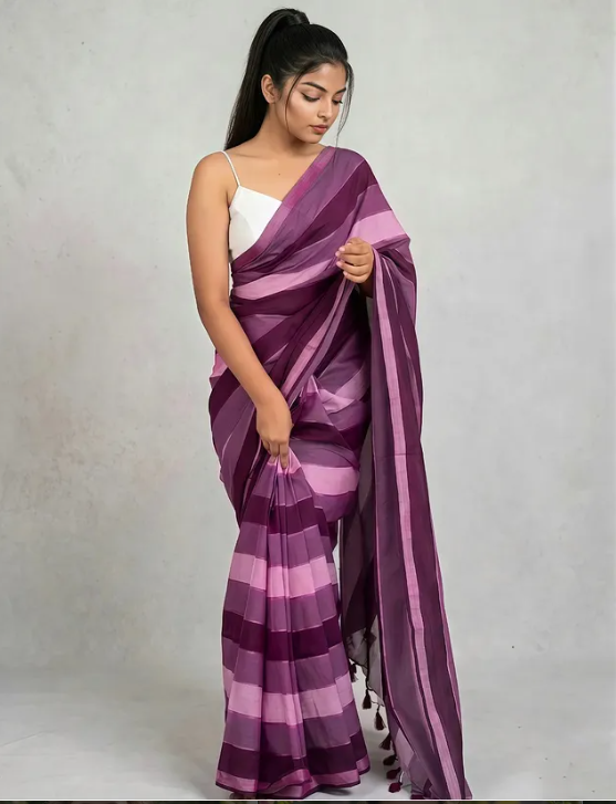 SHADES OF PLUM MALCOTTON SAREE